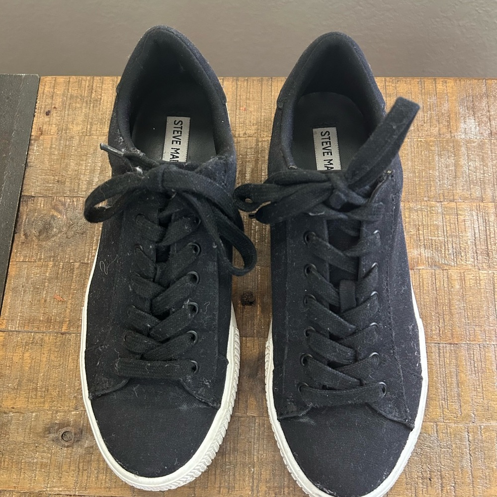 Steve Madden Black Canvas Platform Sneakers